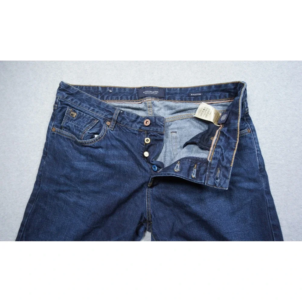 Scotch & Soda Jeans Mens 36x34 Blue Slim Straight Stretch Denim Pants Ralston